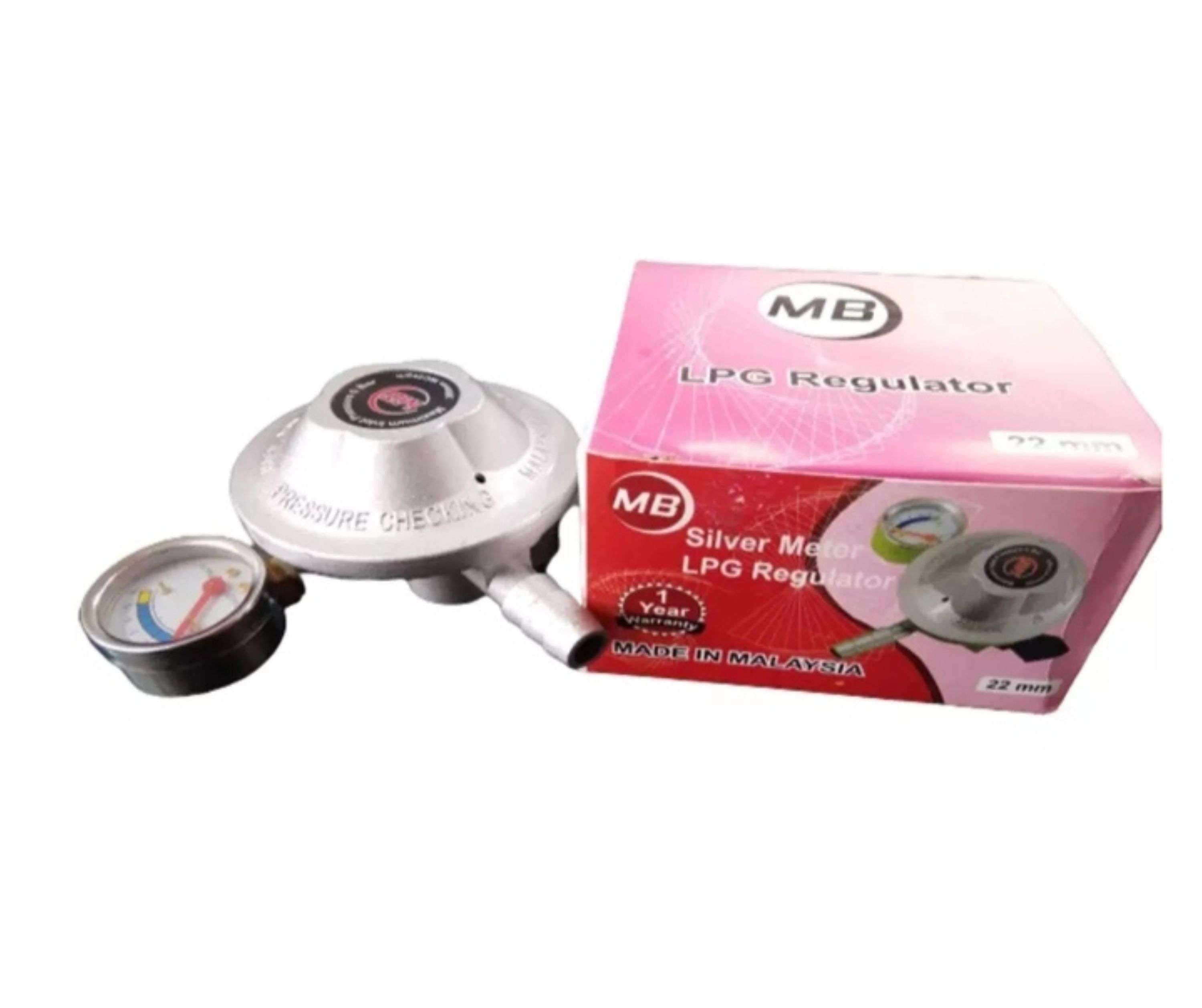 MB Silver Low High Pressure Lpg Regulator – With Meter for Commercial Cooking