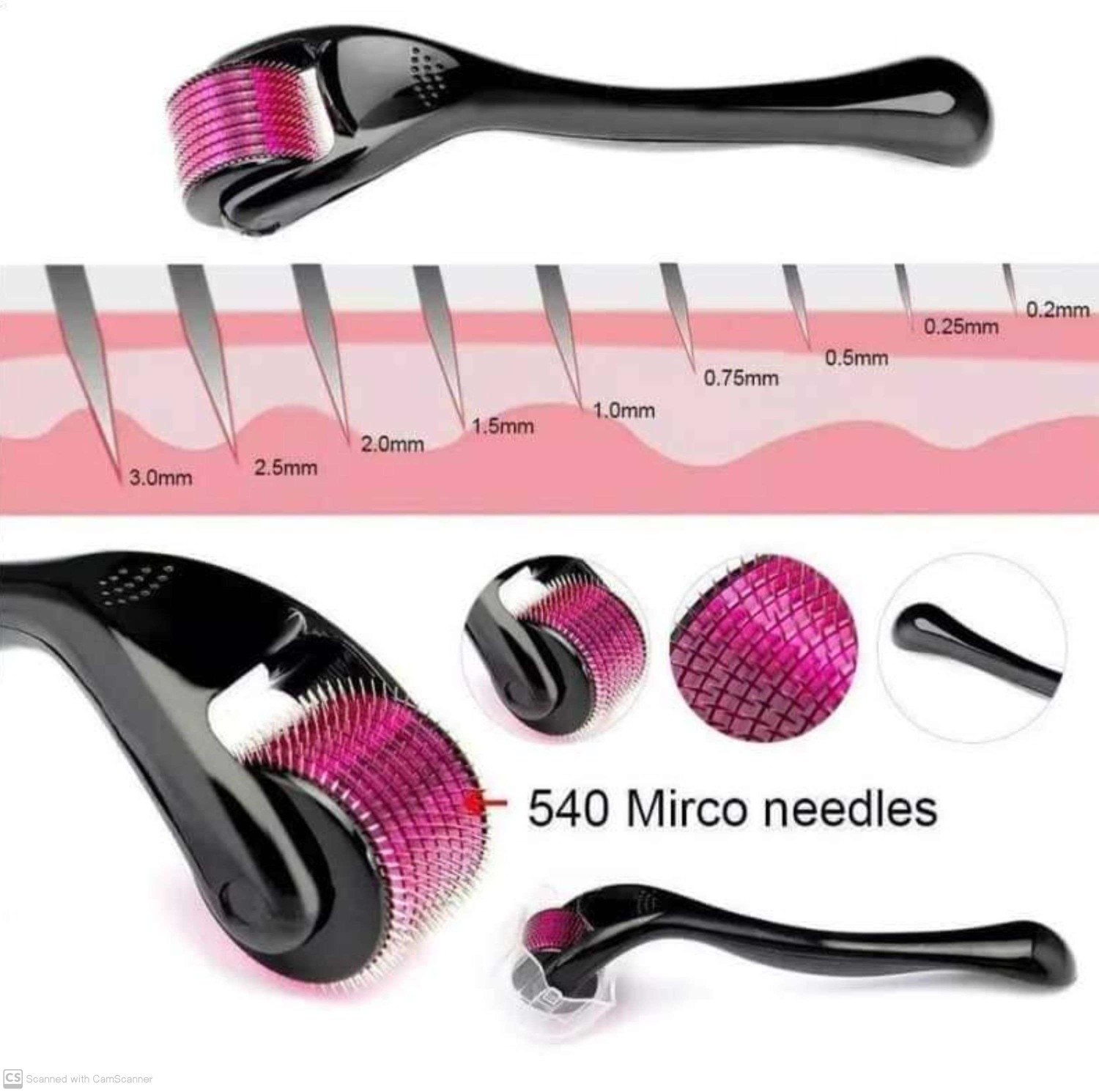 Derma Roller Micro Needle 1mm for Hair, Beard Growth and Facial Skin Therapy (All Sizes)