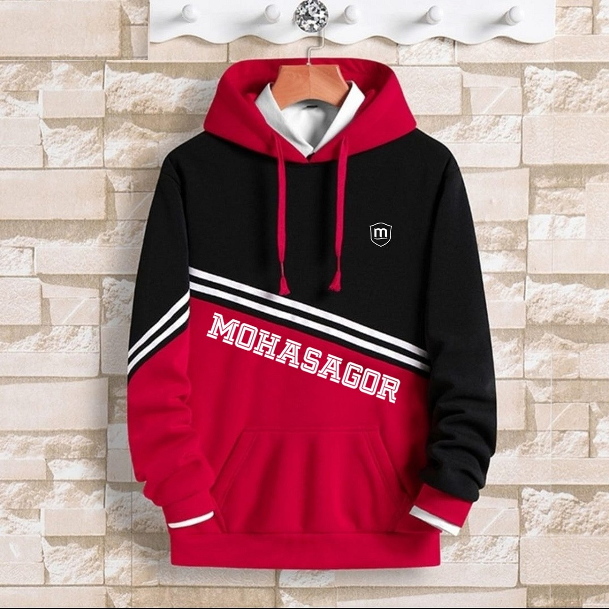 Men's winter hoodie -Black Red Product Code: 3031