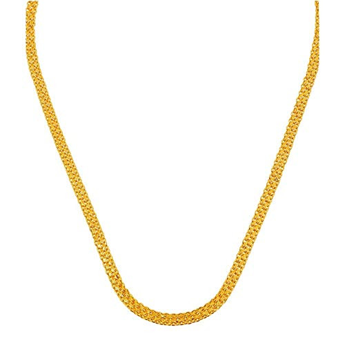 Loknath Color House Gold Nera Men's Alloy Flat Mesh Design Gold Plated Chain, Golden City Gold Chain 00006 - 24'