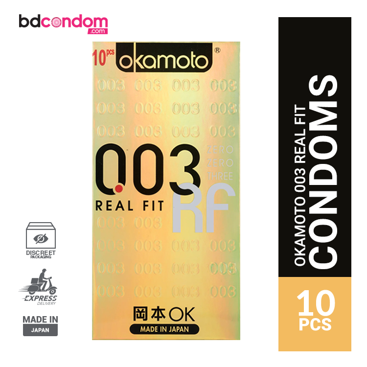 Okamoto 003 Real Fit Ultra Thinnest 0.03 mm Premium Snug Fit Condom - 10pcs Pack(Made In Japan)