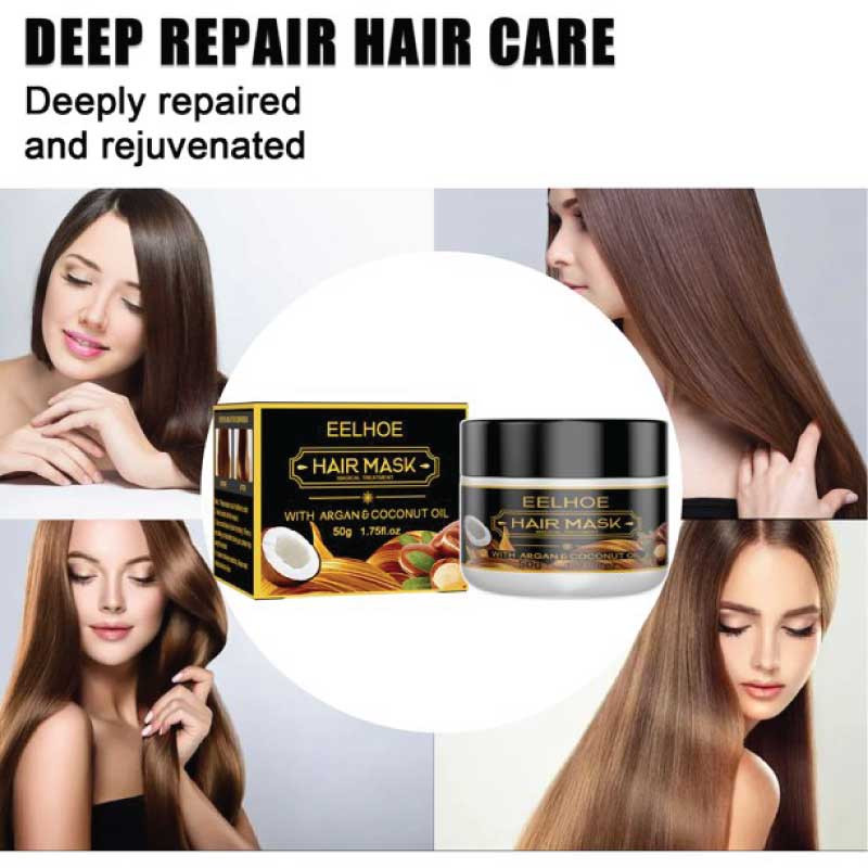 EELHOE 50ML Coconut Oil Hair Care Mask Curly Hair Lofting Cream Repairs Damaged Roots And Nourishes Hair Scalp Treatments