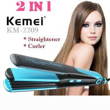 KM-2209 Brand 110-240V kemei hair straightener professional 2 in 1
