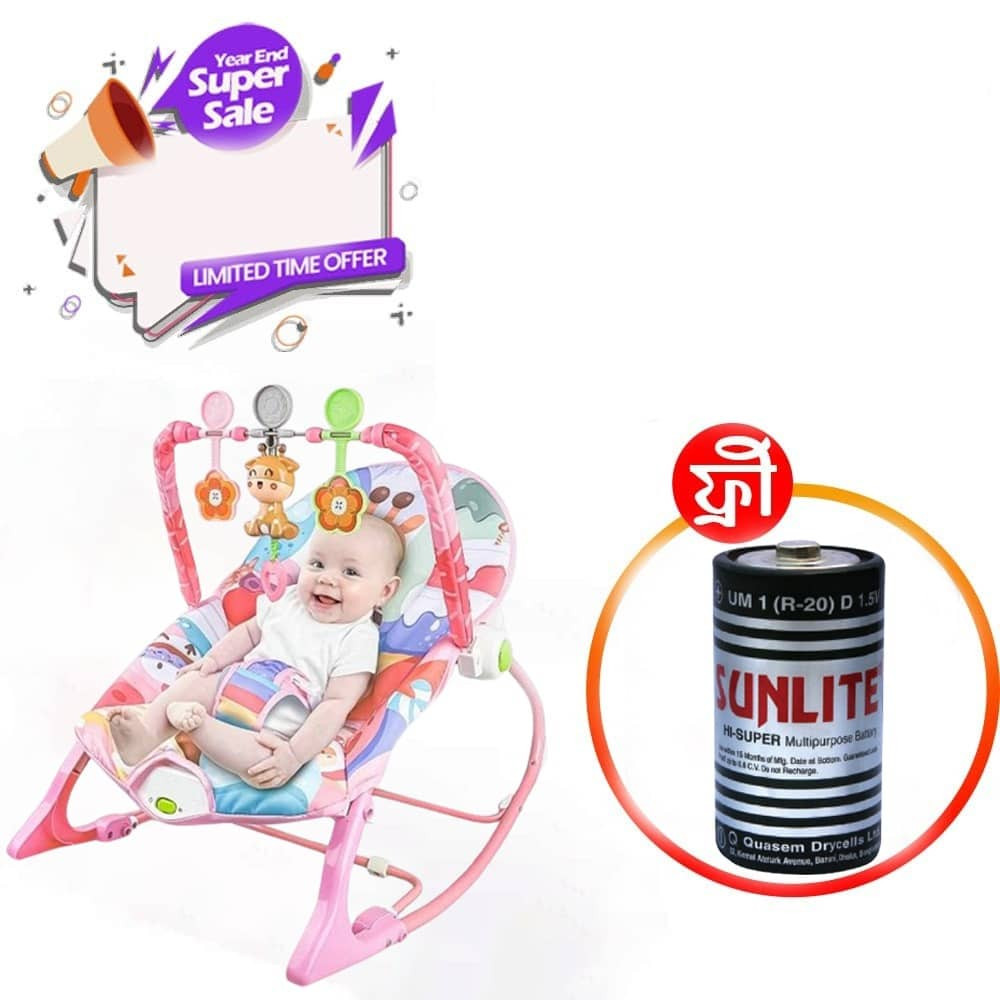 Baby Rocker Rocking Chair  Multicolor Perfect gift for baby - with Music and  Vibration Baby Bouncer Pink and  Blue