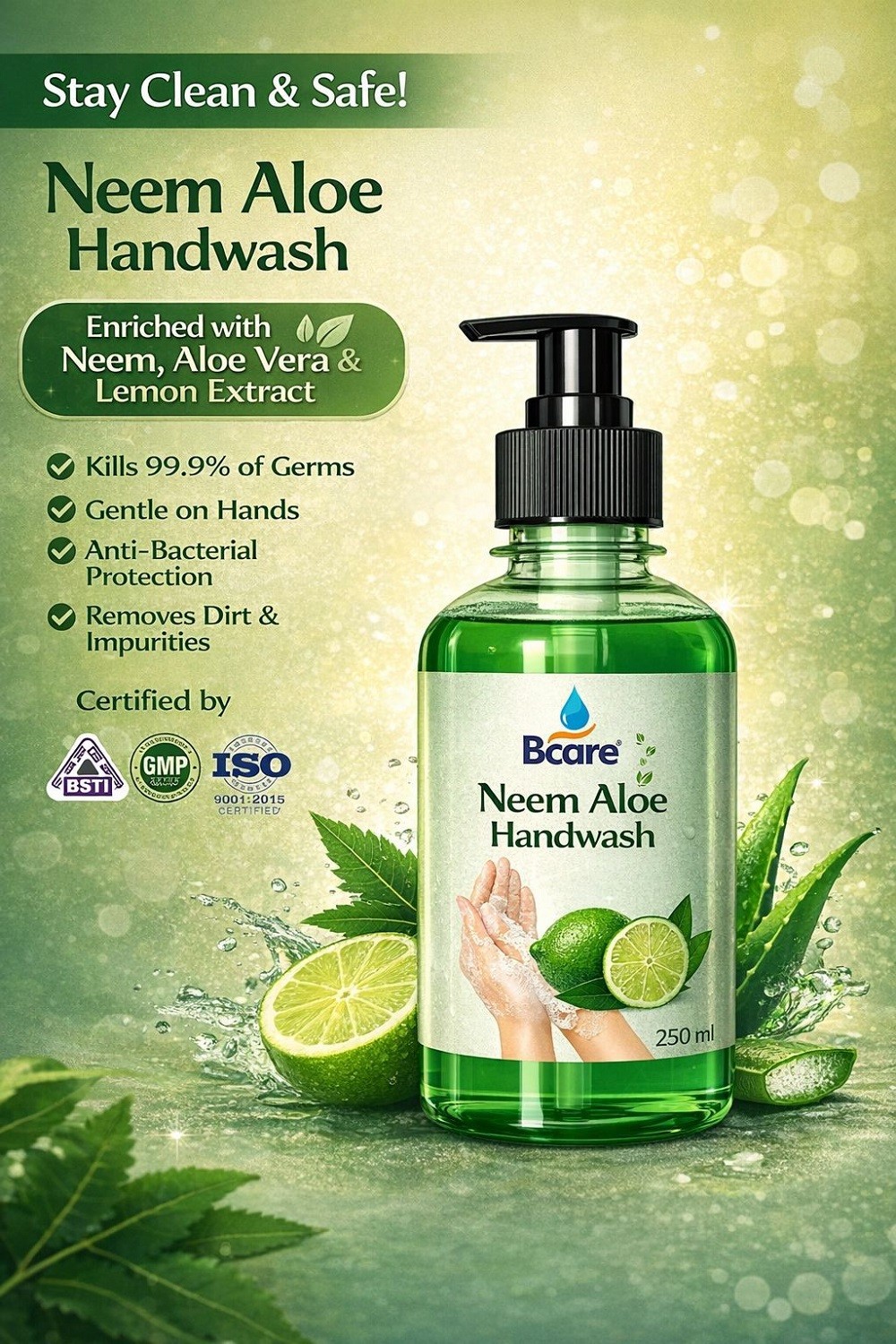 Bcare Neem Aloe Handwash 250ml
