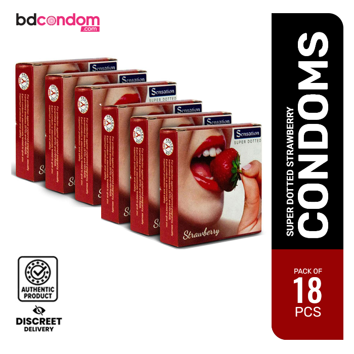 CONDOMS  DUREX Sensation Strawberry Super Dotted Condom 6x3s = 18Pcs