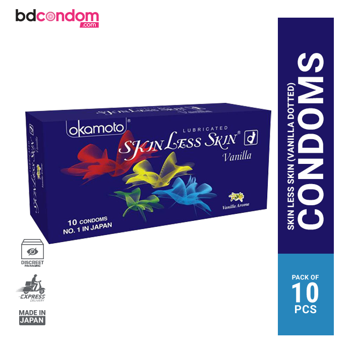 Okomoto SkinLess Skin Vanilla Contoured & Dotted Condom - 10Pcs Pack(Japan)