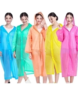 Waterproof Jacket Clear EVA Raincoat Rain Coat Hooded Poncho Rainwear