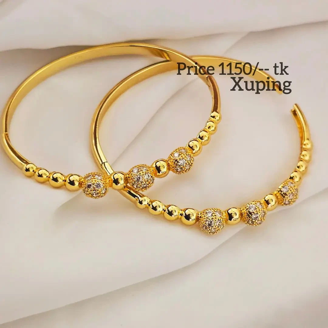 CHURI Golden Metal Bangles with cute golden Ball