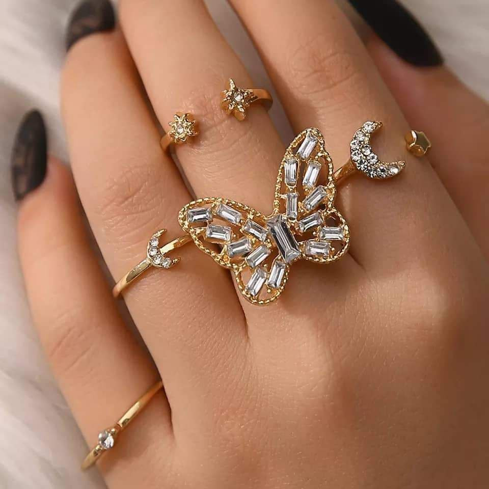 5pcs Butterfly rings set