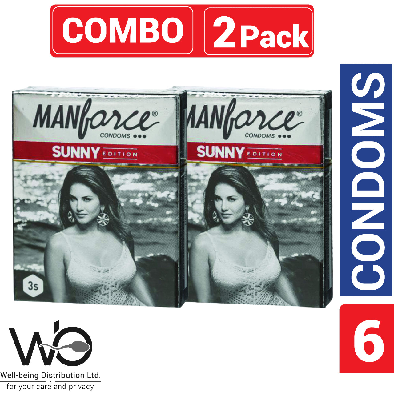 Manforce - Ribbed & Dotted Sunny Edition Condoms - Combo Pack - 2 Pack - 3x2=6pcs