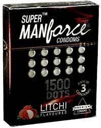 Manforce Litchi Flavoured 1500 Dots Condoms 1 packet 3 pcs