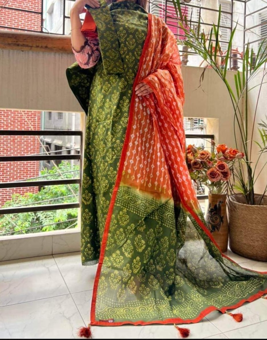 বাটিক থ্রি পিছ।। Exclusive batik Three-piece for women