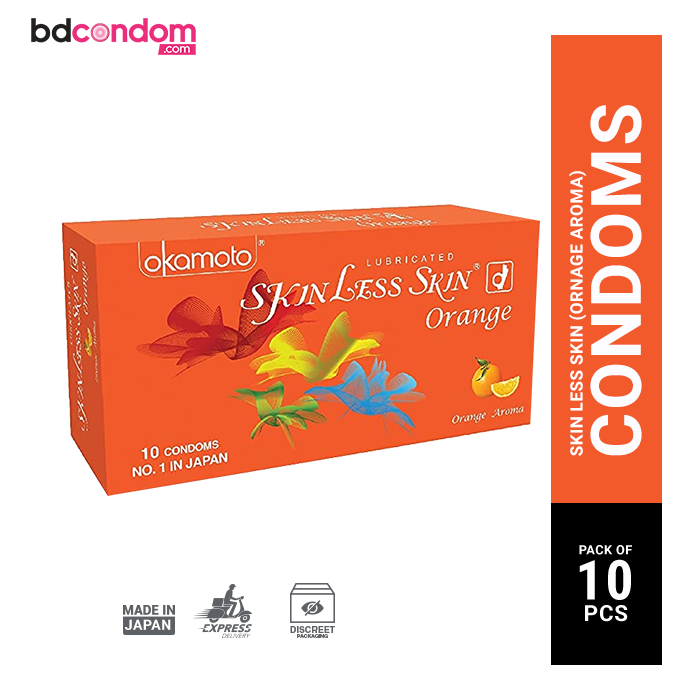 Okamoto Skinless Skin - Orange Dotted Condom - 10Pcs Pack(Japan)