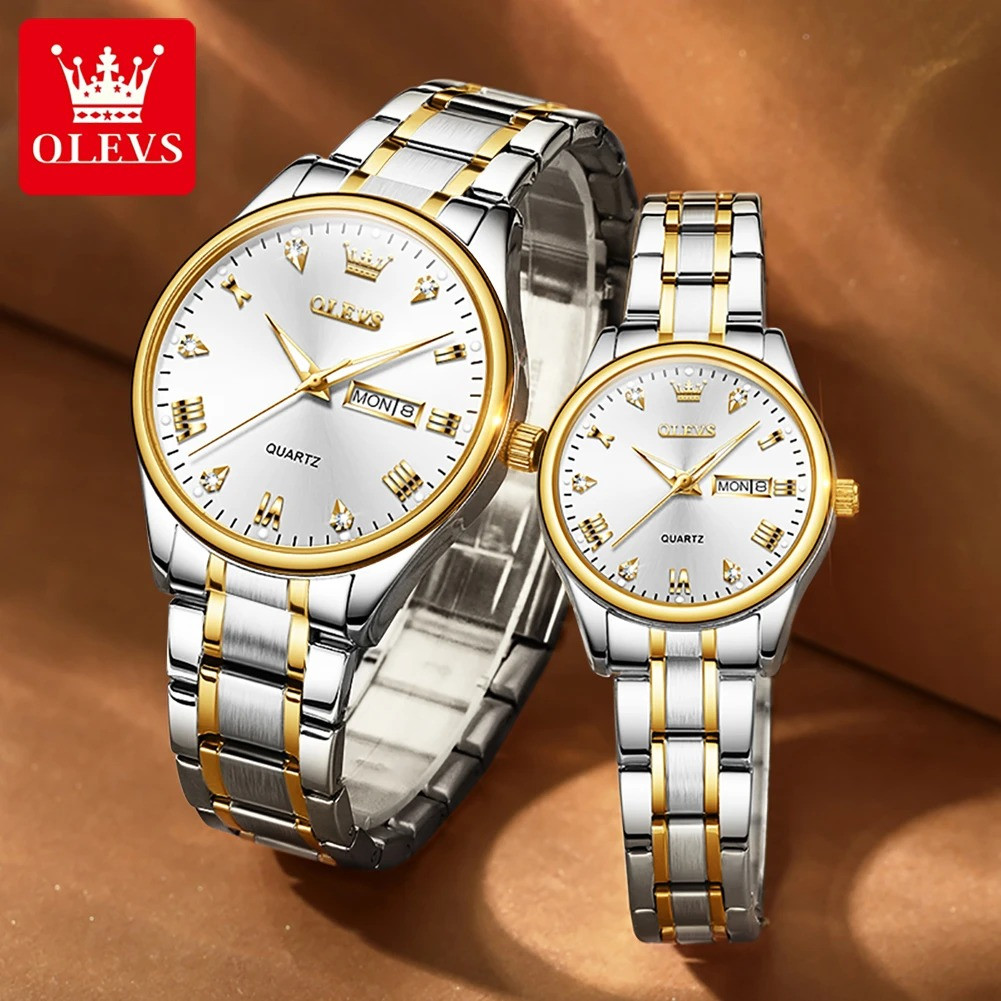 OLEVS 5563 Waterproof Stainless Steel fashionable Couple watches Product Code: 3293