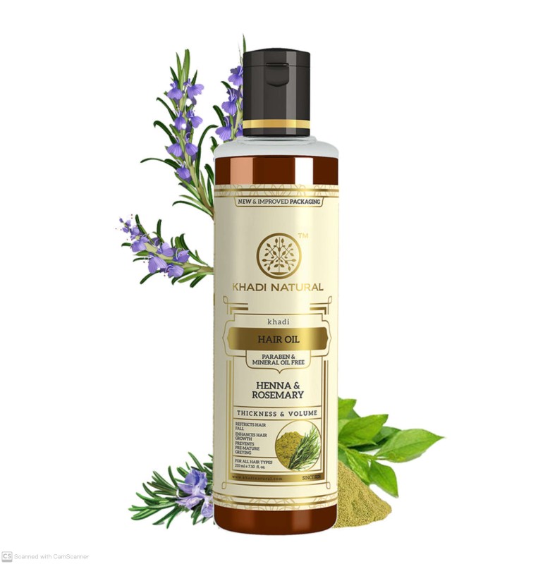 Khadi Natural Rosemary & Henna Hair Oil, Natural Oil For Thick & Voluminous Hair Oil For Controlling Hair Fall & Premature Greying, Paraben & Mineral Oil Free, Suitable For All Hair Types